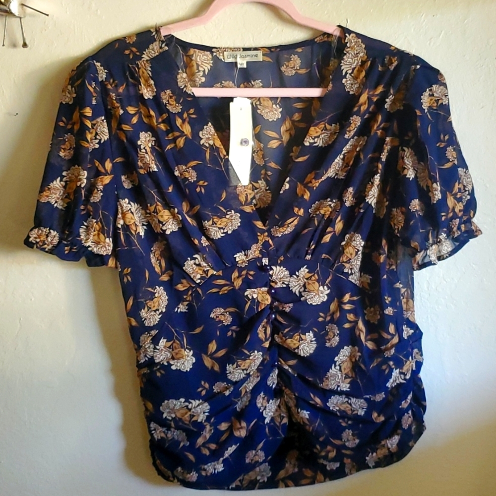 Floral Navy Retro Top